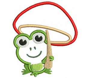 Stickmuster - Frosch mit Pilz